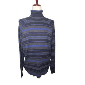 Vintage 90s Marsh Landing‎ Striped Turtleneck Sweater Womens XL 100% Cotton